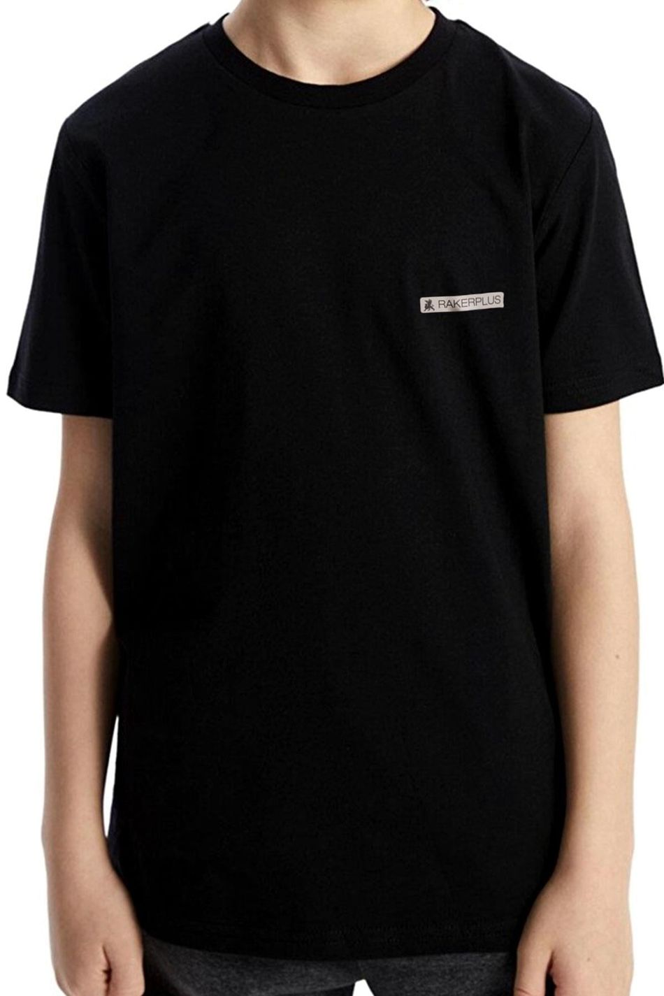 Rakerplus Siyah %100 Pamuk Unisex Kısa Kollu Çocuk Tişört