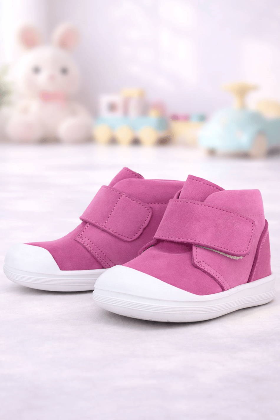 Rakerplus Yoohoo Hakiki Deri Pembe Beyaz Cırtlı Kız Bebek Bot