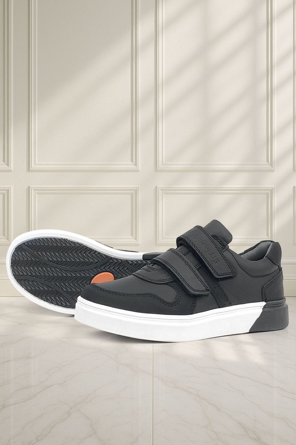 Rakerplus Hakiki Deri Siyah Beyaz Cırtlı Erkek Çocuk Sneaker