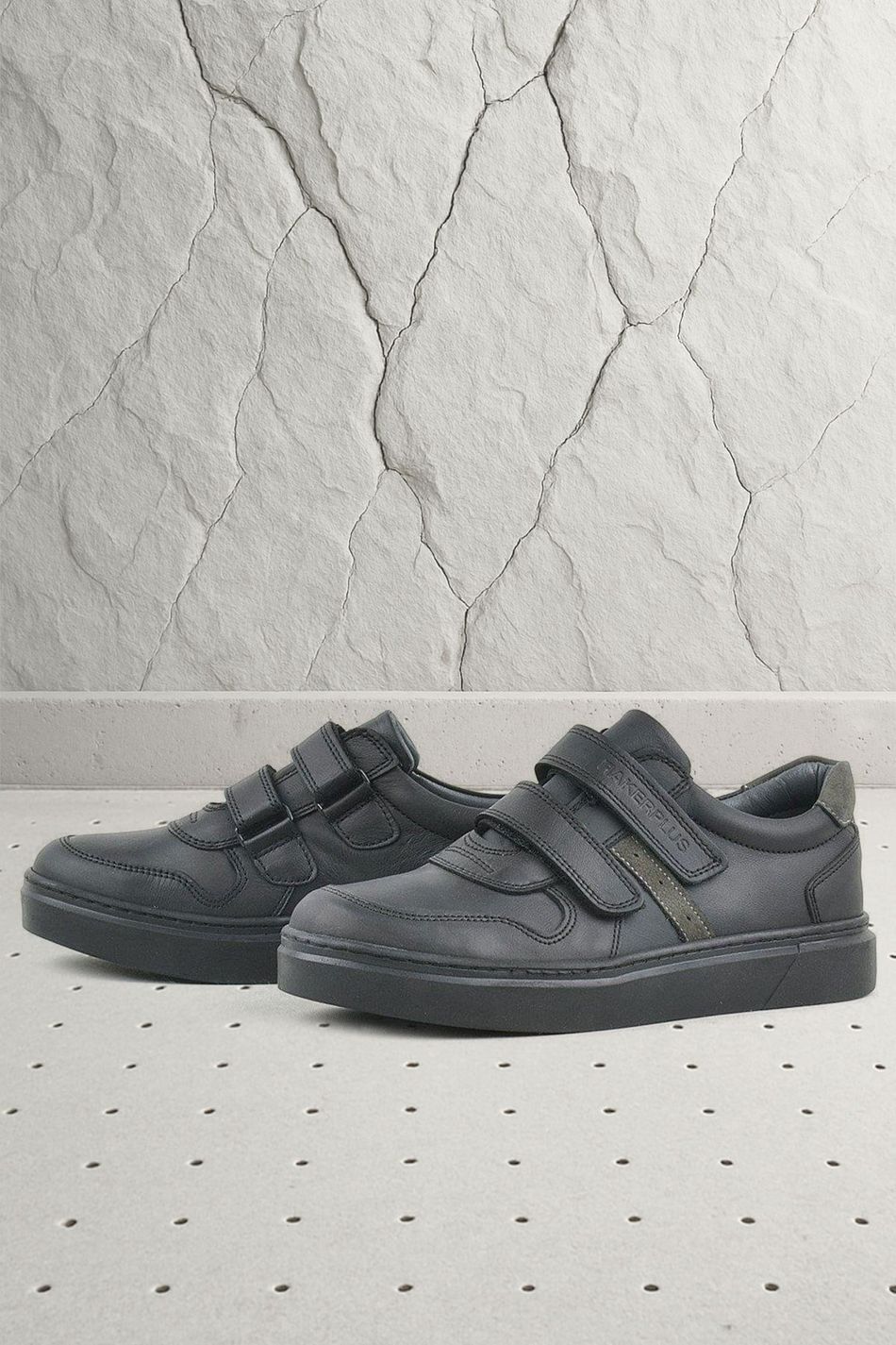 Rakerplus Hakiki Deri Siyah Cırtlı Erkek Çocuk Sneaker Ayakkabı