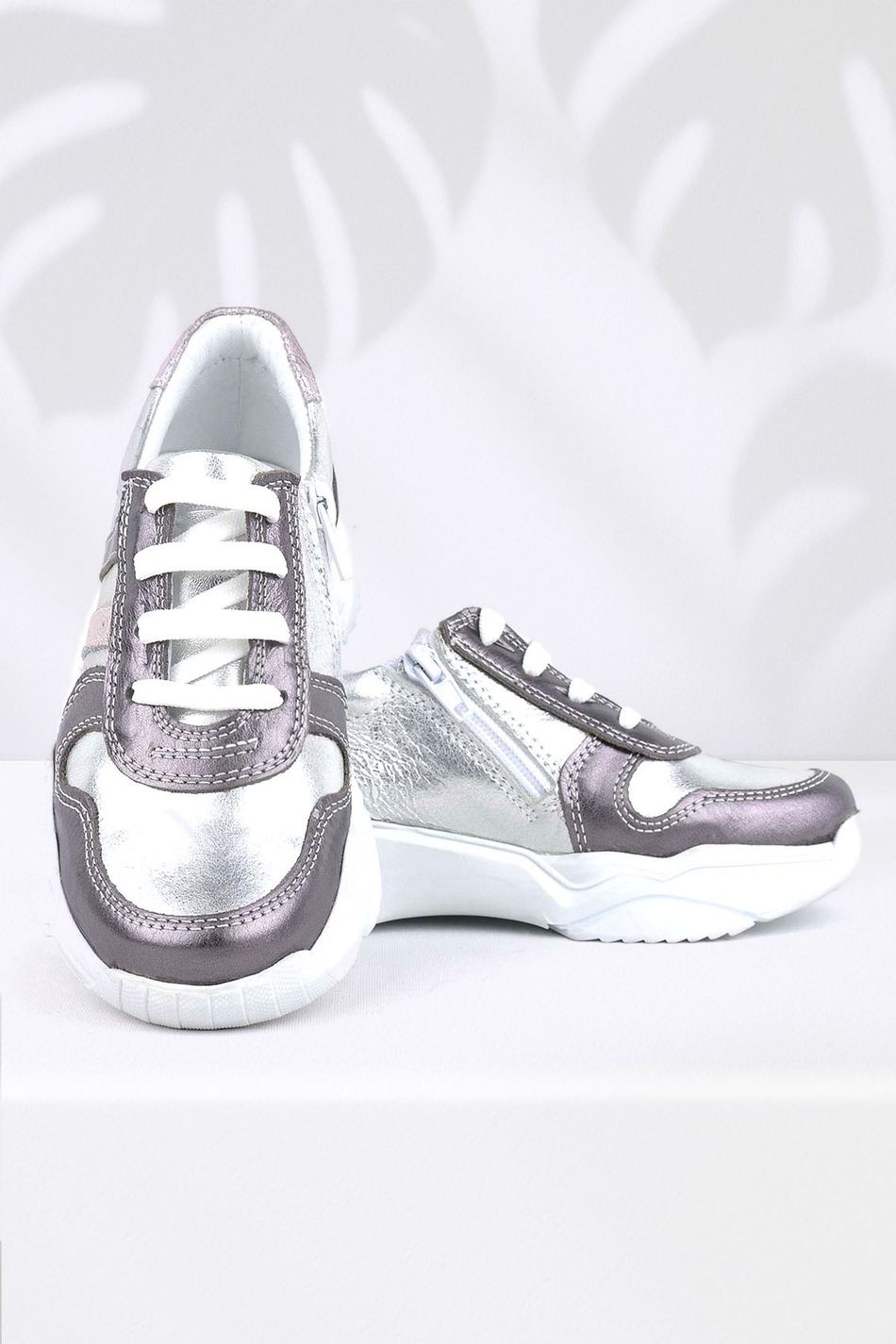 Rakerplus Hakiki Deri Platin Pembe Kalın Taban Kız Çocuk Sneakers Ayakkabı
