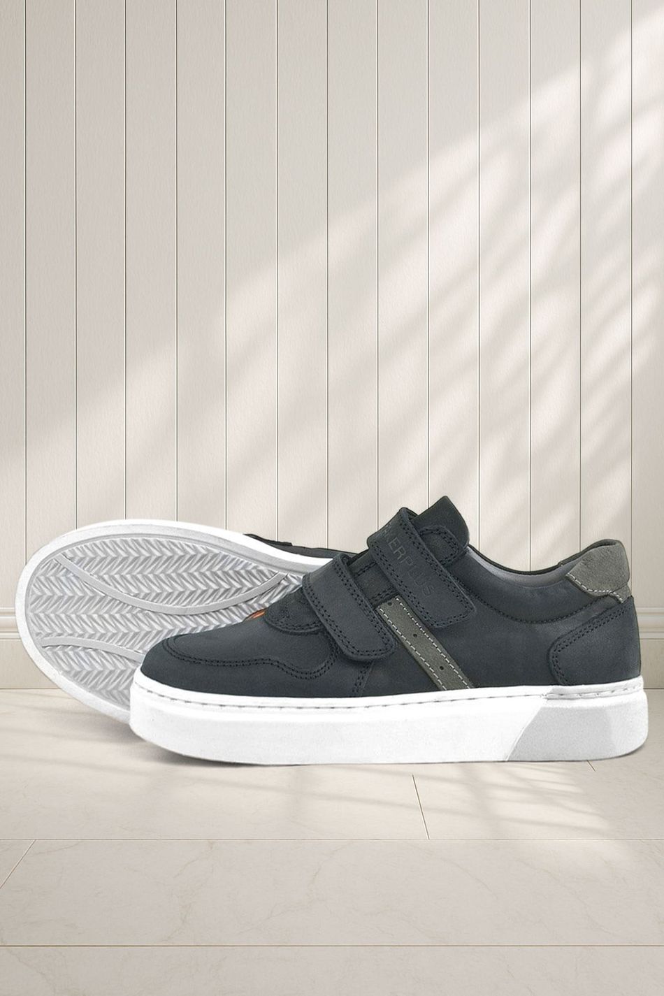 Rakerplus Hakiki Deri Siyah Cırtlı Erkek Çocuk Sneaker