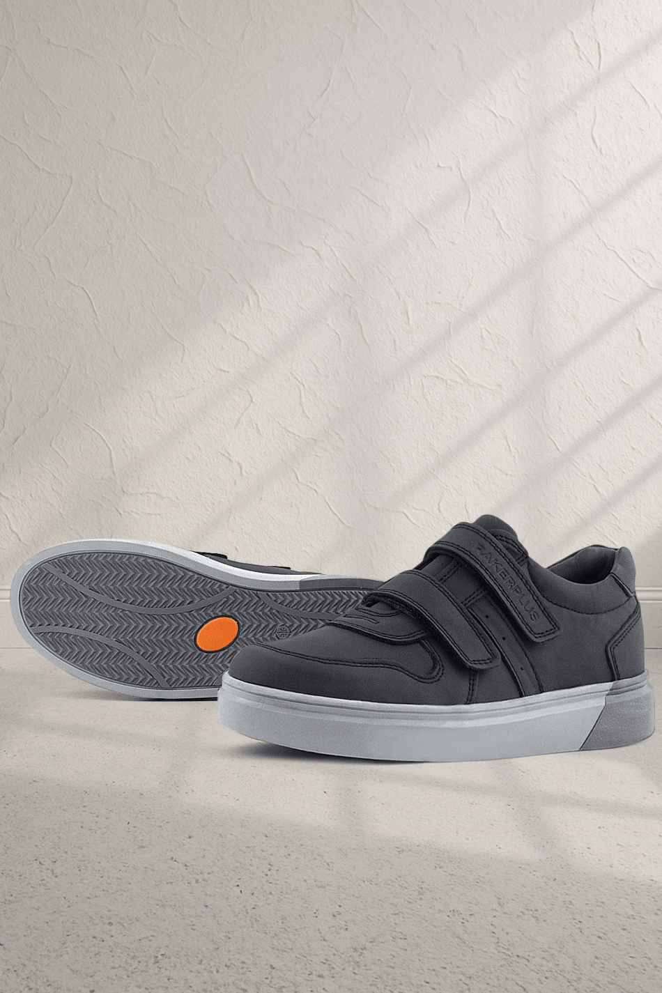 Rakerplus Hakiki Deri Siyah Cilt Gri Tabanlı Cırtlı Erkek Çocuk Sneaker