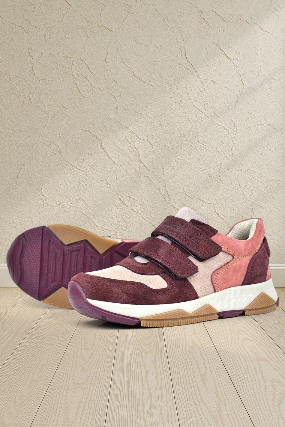 Rakerplus Hakiki Deri Pudra Bordo Çocuk Sneakers Spor Ayakkabı