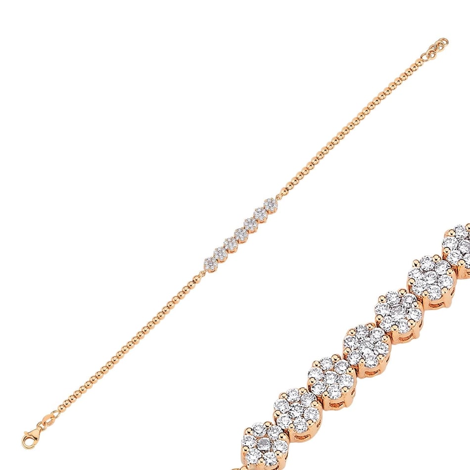 ECCE 7 Çiçek Pırlantalı Bileklik