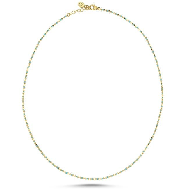 ECCE Candy Crush Renkli Mineli Altın Kolye