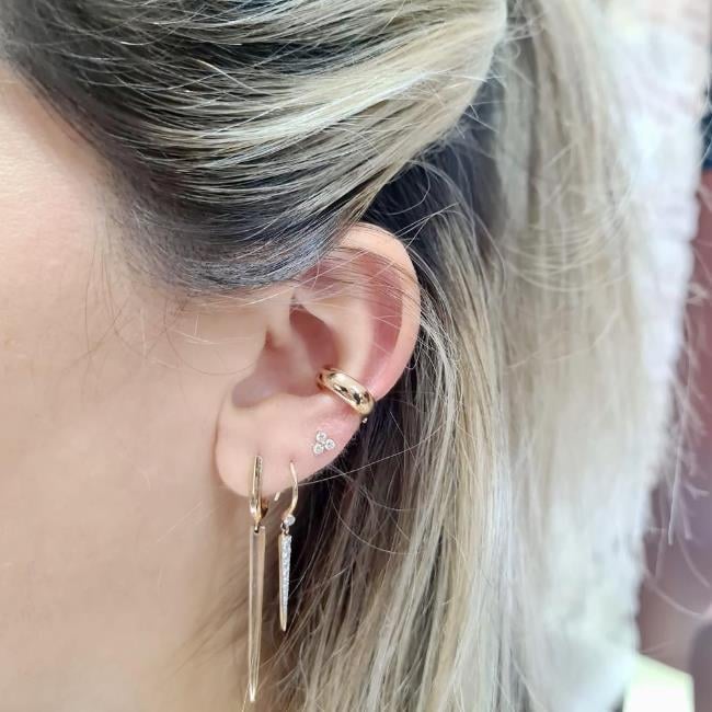ECCE Düz Altın Kıkırdak Küpe / Earcuff