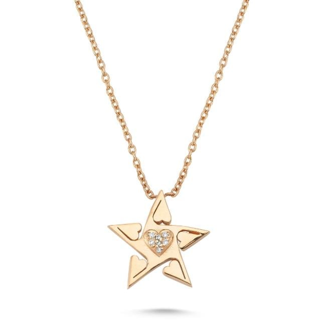 ECCE Happy Star Kalpli Pırlantalı Altın Kolye