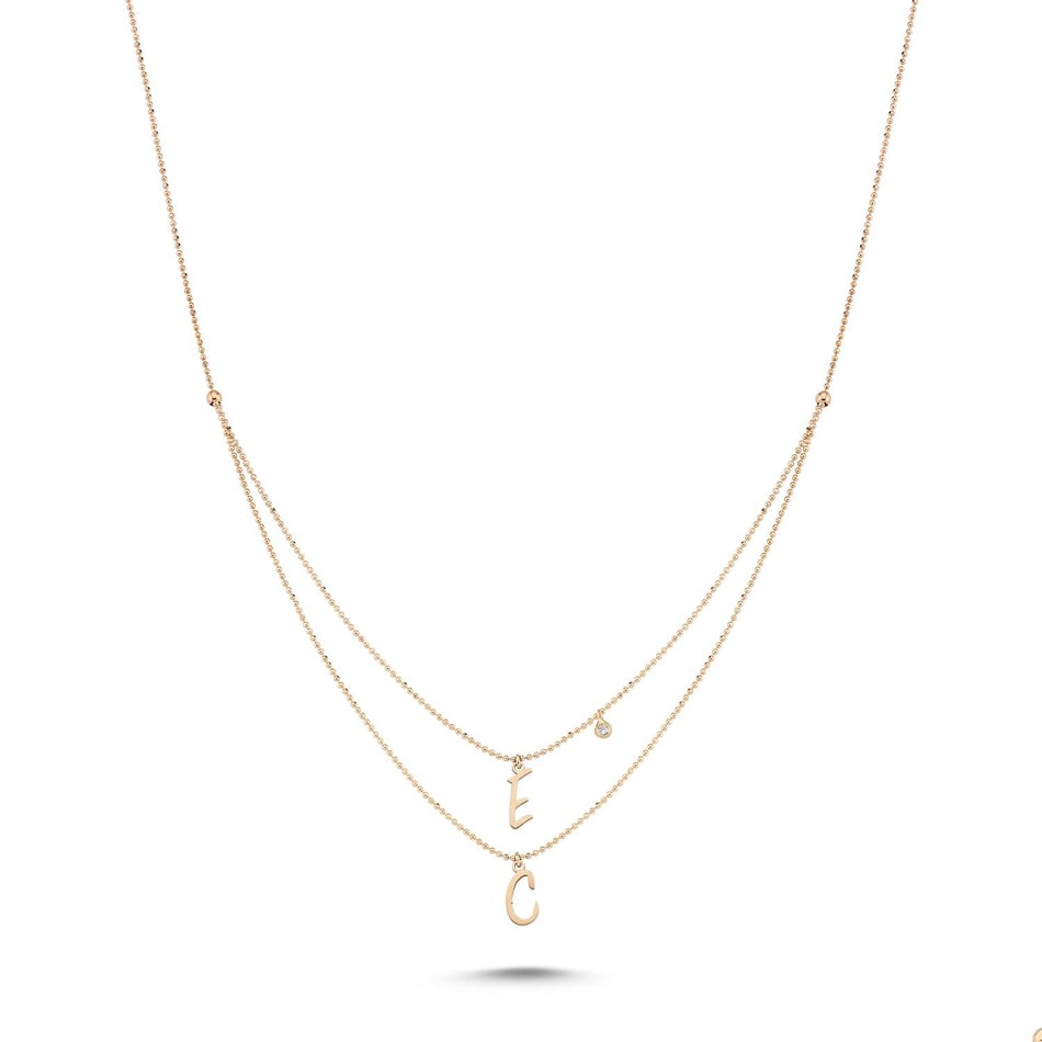 ECCE İki Harf Tohum Pırlantalı Kolye