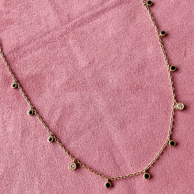 ECCE Mineli Pırlantalı Zincir Kolye