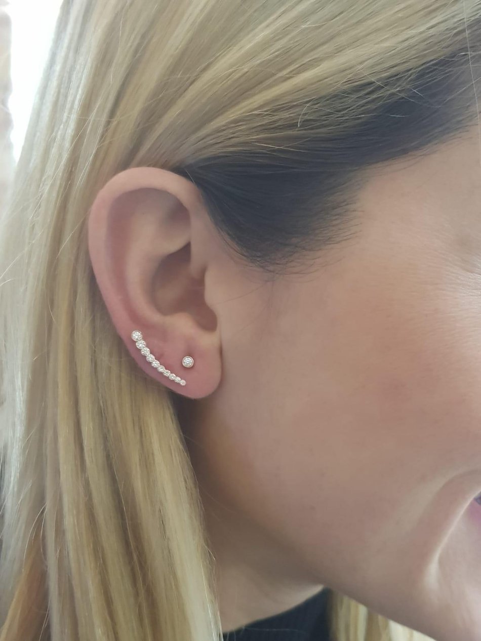 ECCE Pembe Altın Pırlantalı 10 Taş Küpe