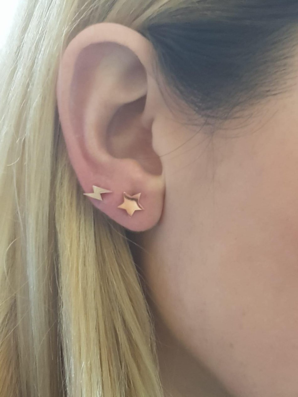 ECCE Pembe Altın Şimşek Küpe