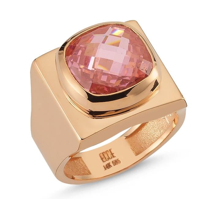 ECCE Pembe Quartz Şövalye Yüzük