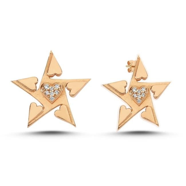 Happy Star Kalpli Pırlantalı Altın Küpe