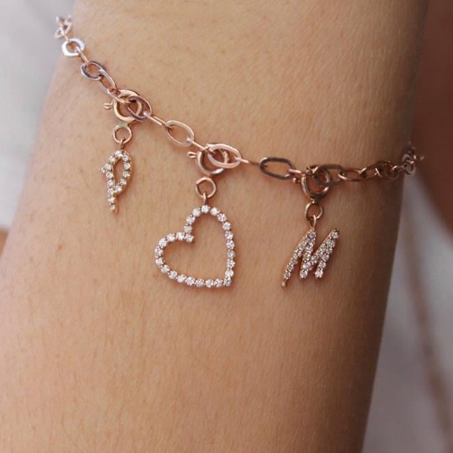 Komple Pırlantalı Harf Kolye Ucu