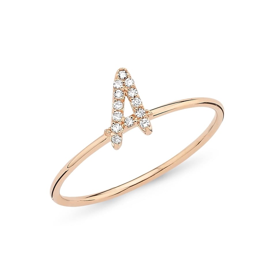 Komple Pırlantalı İnce Harf Yüzük