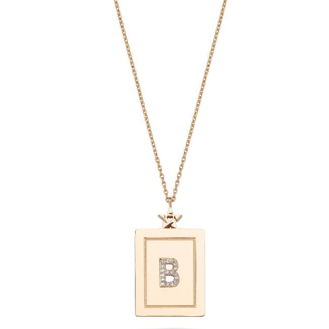 Komple Pırlantalı Plaka Harf Kolyeler