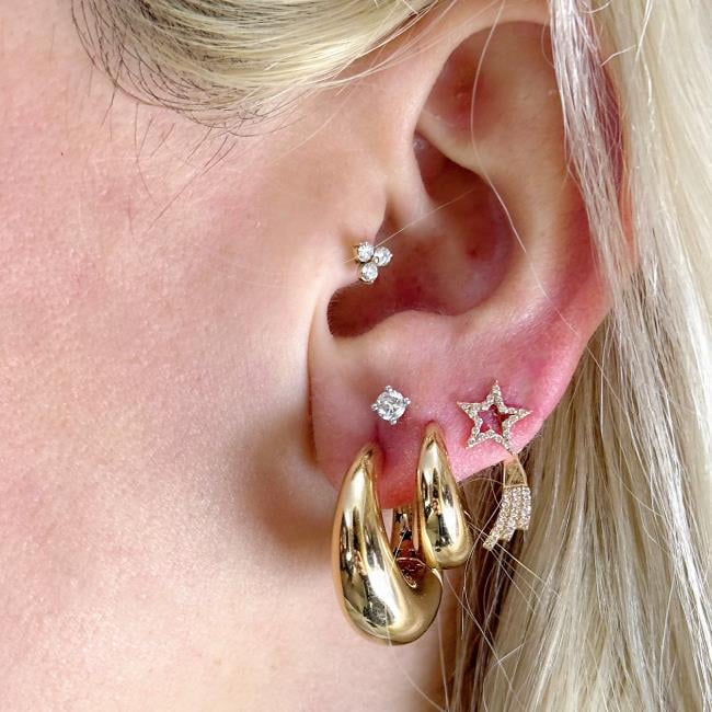 Mini Bombe El Yapımı Altın Halka Küpe