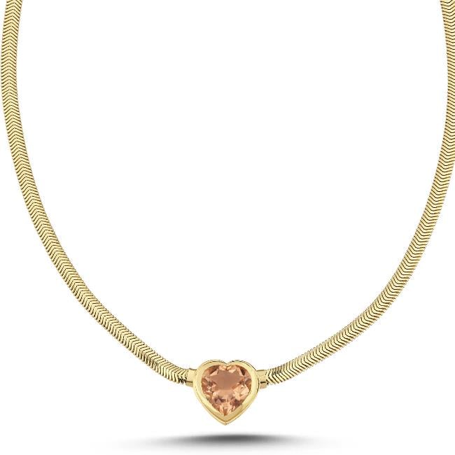 Pembe Quartz Kalp Kolye