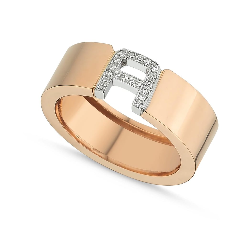 Pırlantalı Kalın Harf Yüzük