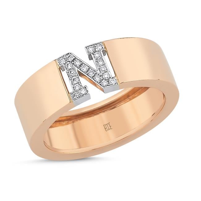 Pırlantalı Kalın Harf Yüzük