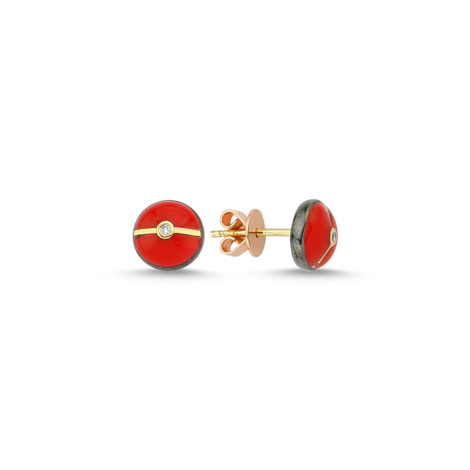 Enamelled Mini Multi Diamond Buttons Earring
