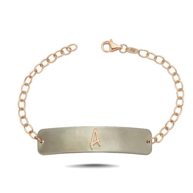 Titanyum Kişiye Özel Altın Harf Bileklik