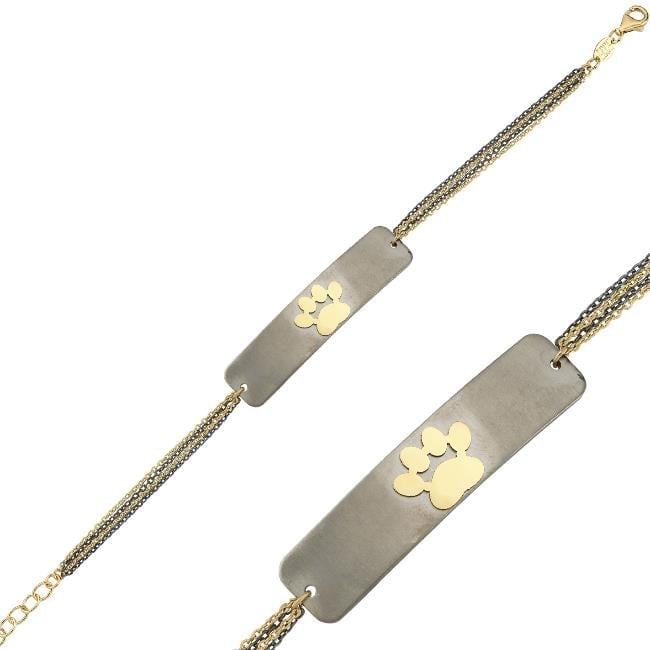 Altın Pati Detaylı Titanyum Bileklik