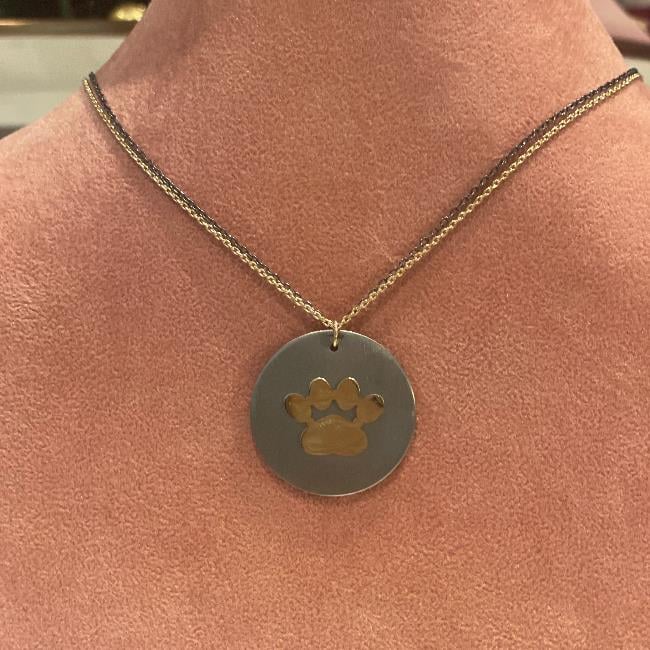 Altın Pati Detaylı Titanyum Kolye