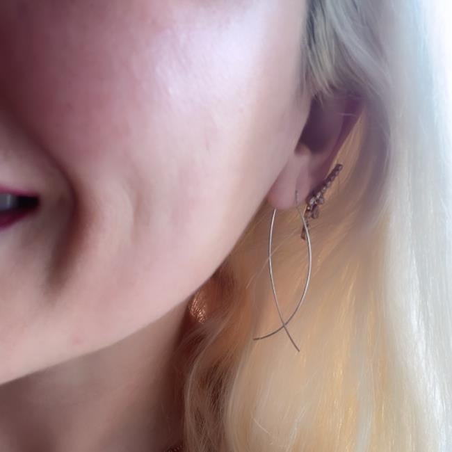 Beyaz Altın Zincir C Küpe