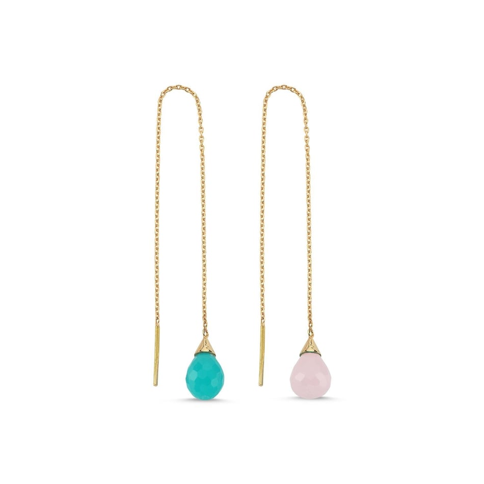 Chain Gold Turquoise Natura Stone Earring