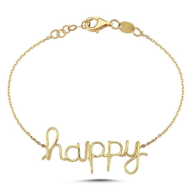 ECCE be a '' Happy '' Altın Zincir Bileklik