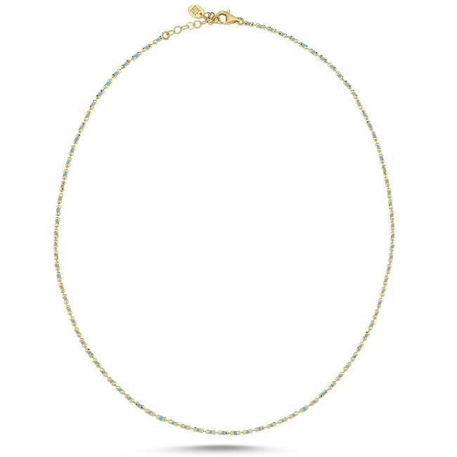 ECCE Candy Crush Renkli Mineli Altın Kolye