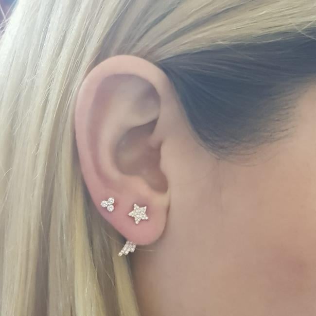 ECCE Pembe Altın Pırlantalı Arkadan Geçmeli Kutup Yıldızı Küpe Arkalığı