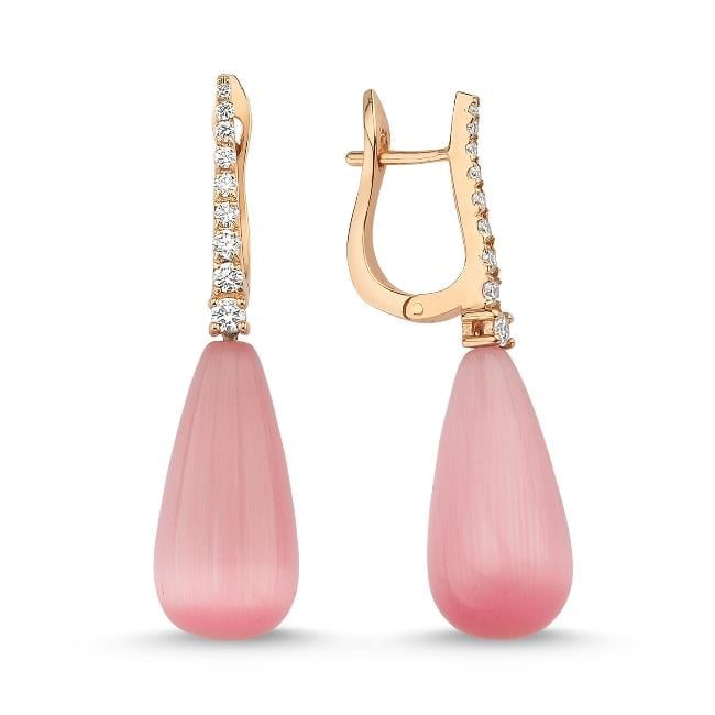 ECCE Pembe Bon Bon Pırlantalı Küpe