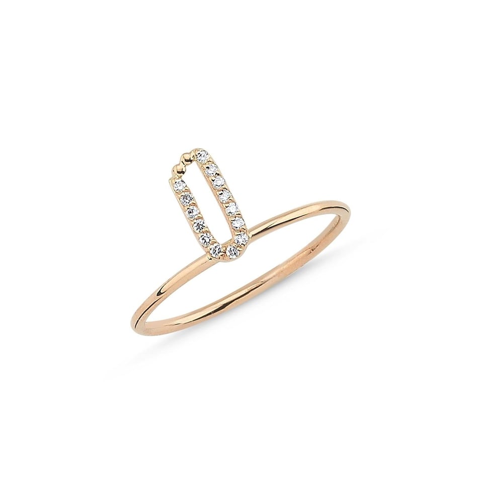 Komple Pırlantalı İnce Harf Yüzük