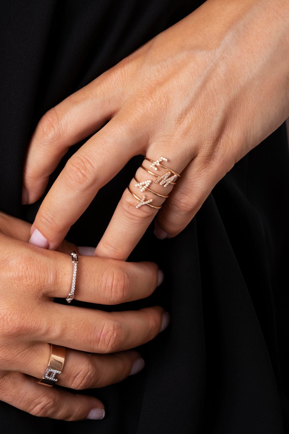 Full Diamond Skinny Initial Ring