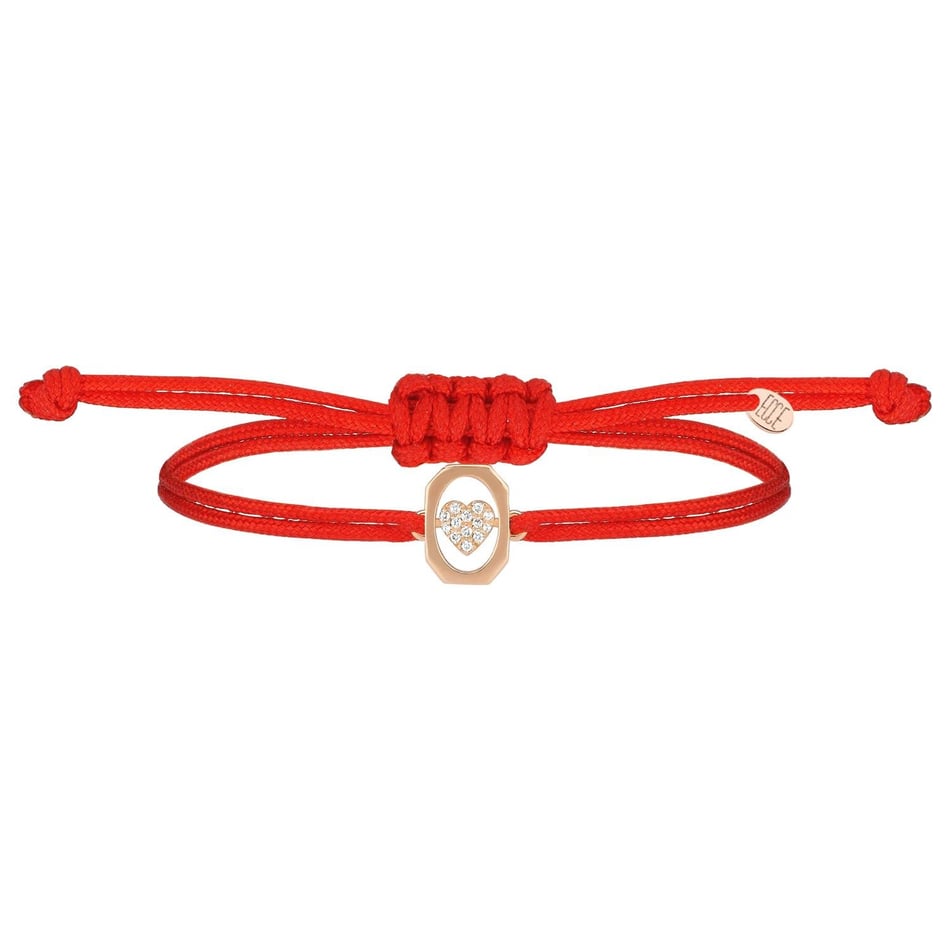 ECCE Mini Full Diamond Heart Cord Bracelet