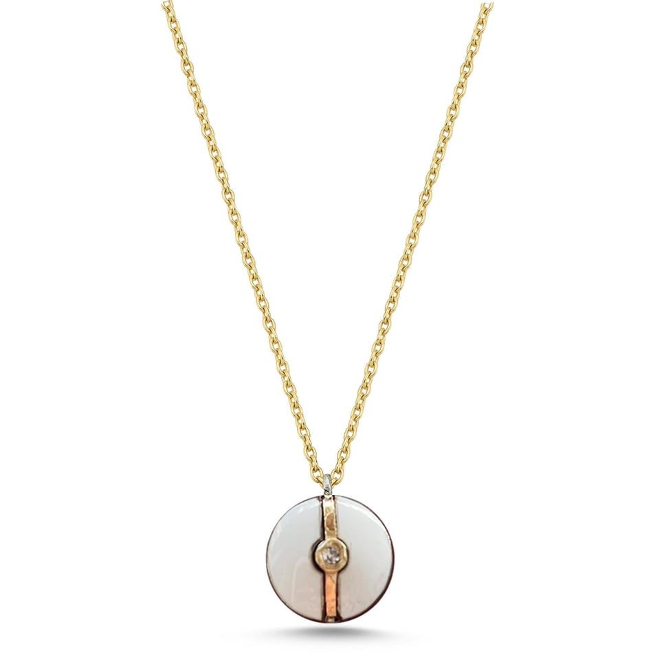 Enamelled Mini Diamond Buttons Necklace