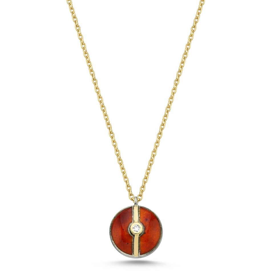 Enamelled Mini Diamond Buttons Necklace