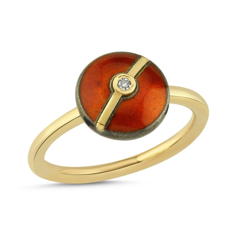 Enamelled Mini Multi Diamond Buttons Ring