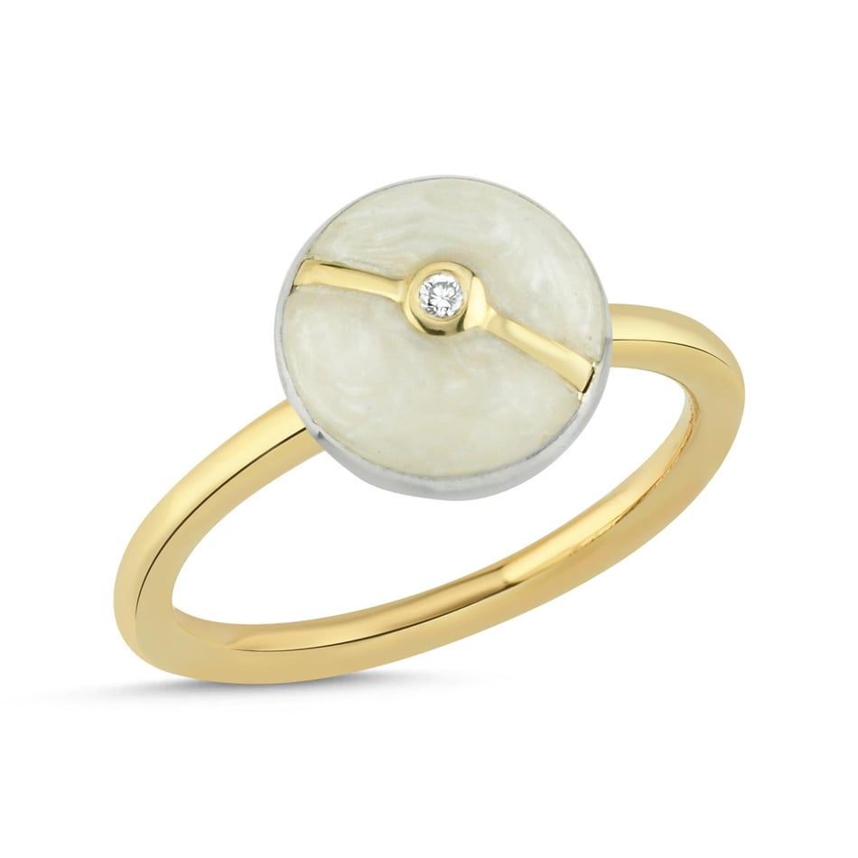 Enamelled Mini Multi Diamond Buttons Ring