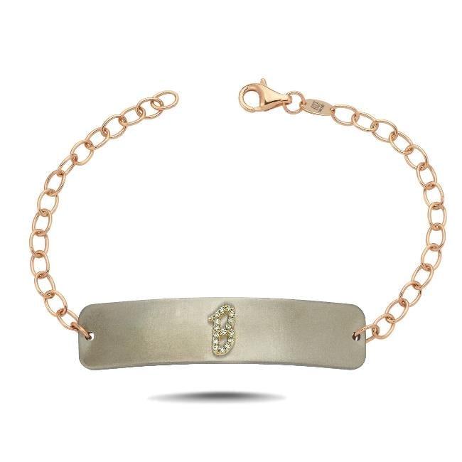 Titanyum Kişiye Özel Pırlantalı Harf Bileklik