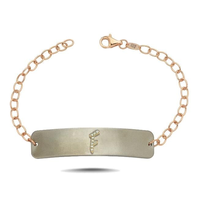 Titanyum Kişiye Özel Pırlantalı Harf Bileklik