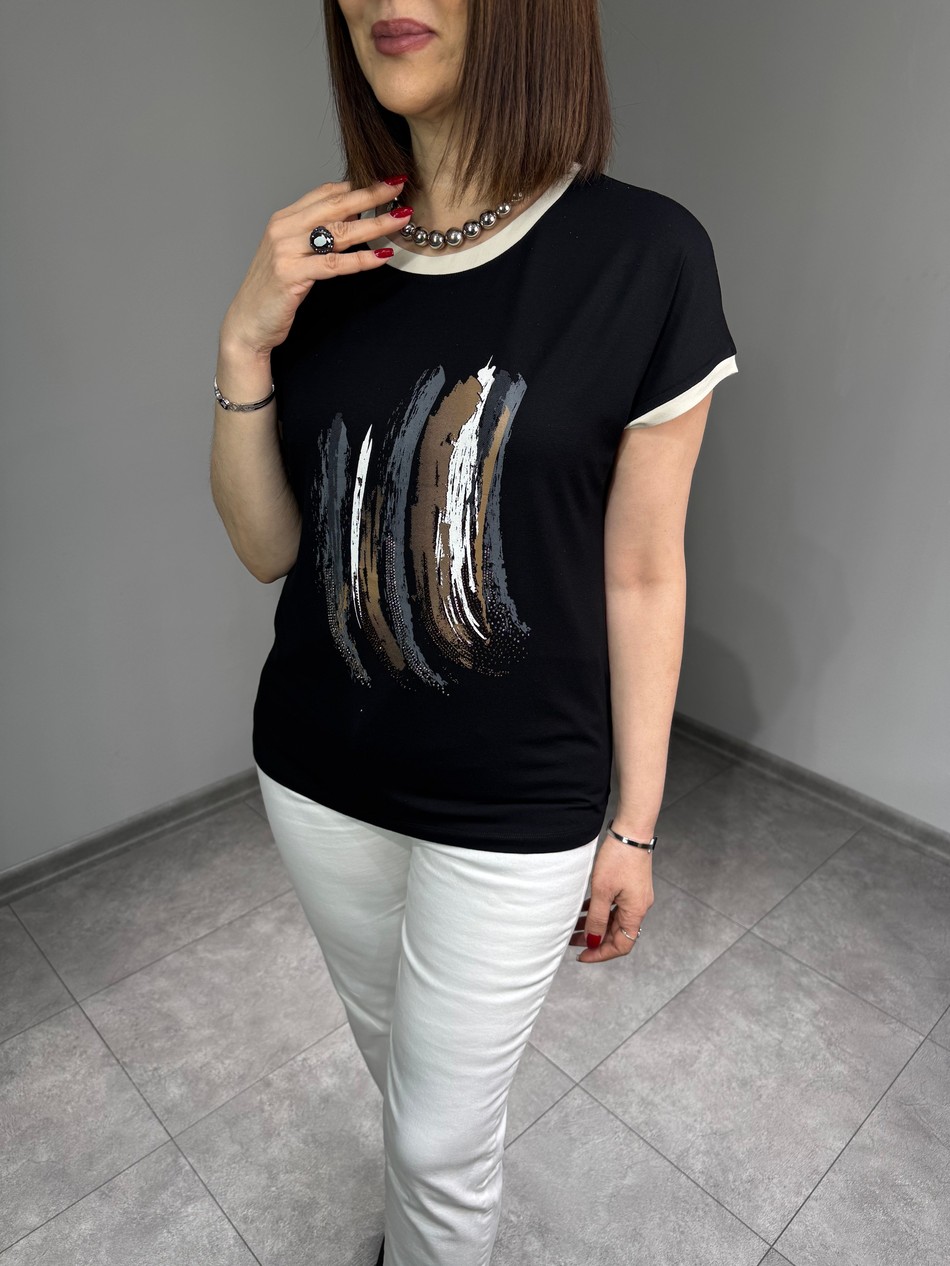 Varak Baskılı Viscon Penye Bluz 3233