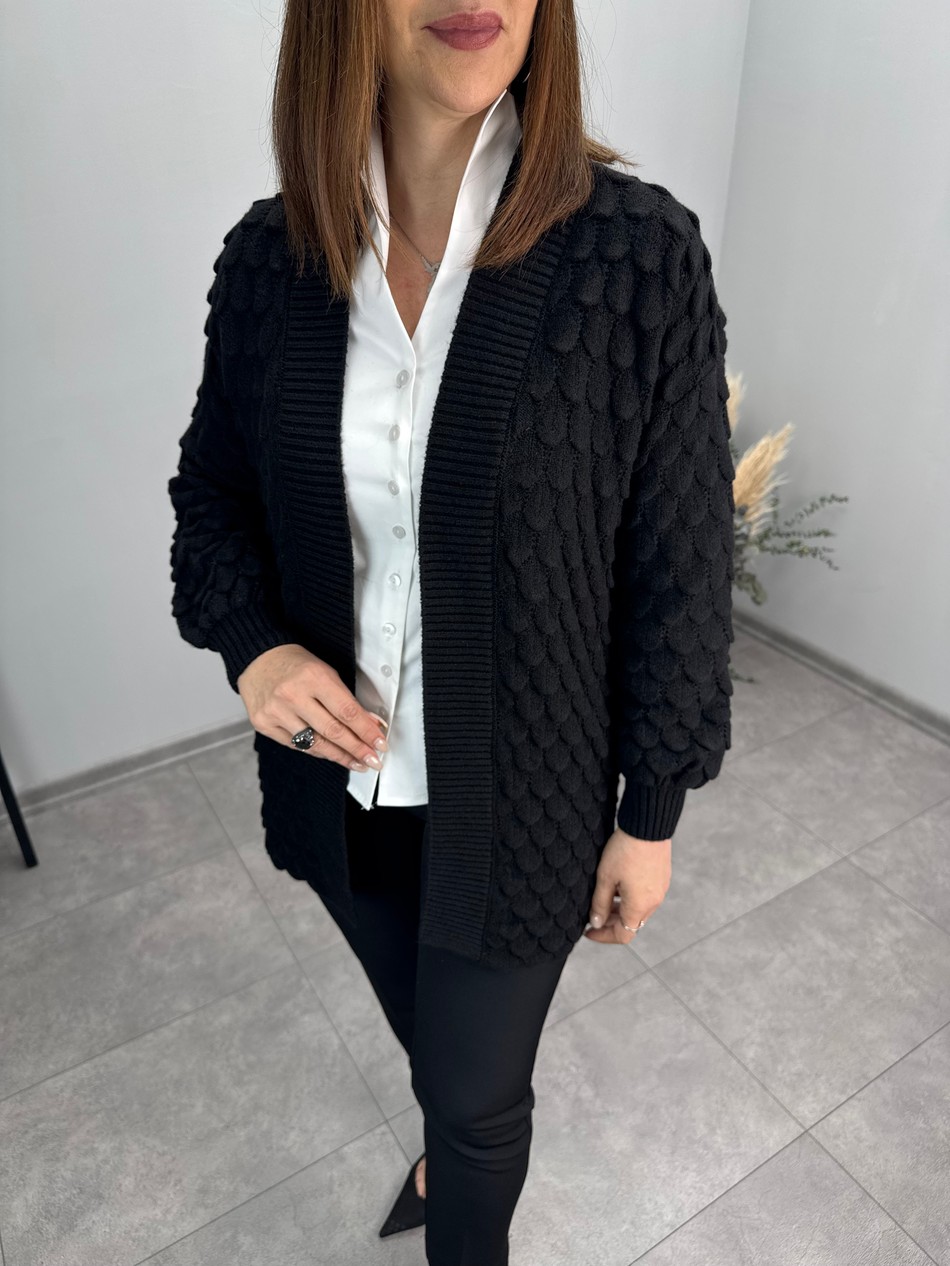 Kabartma Desenli Triko Hırka 3976
