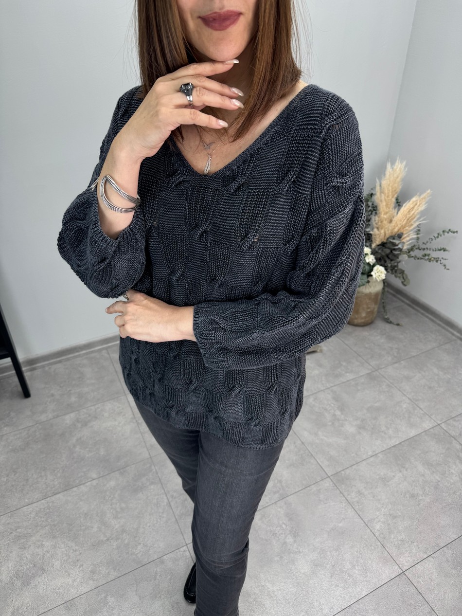 Uzun Kol Saç Örgülü Triko 3951