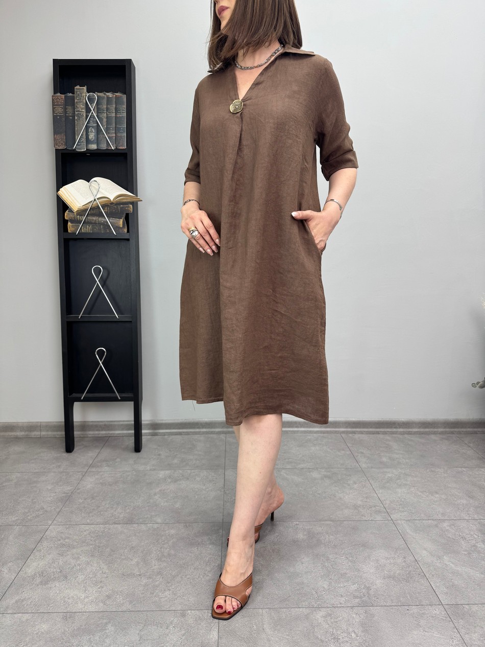 İthal Keten Elbise 3667