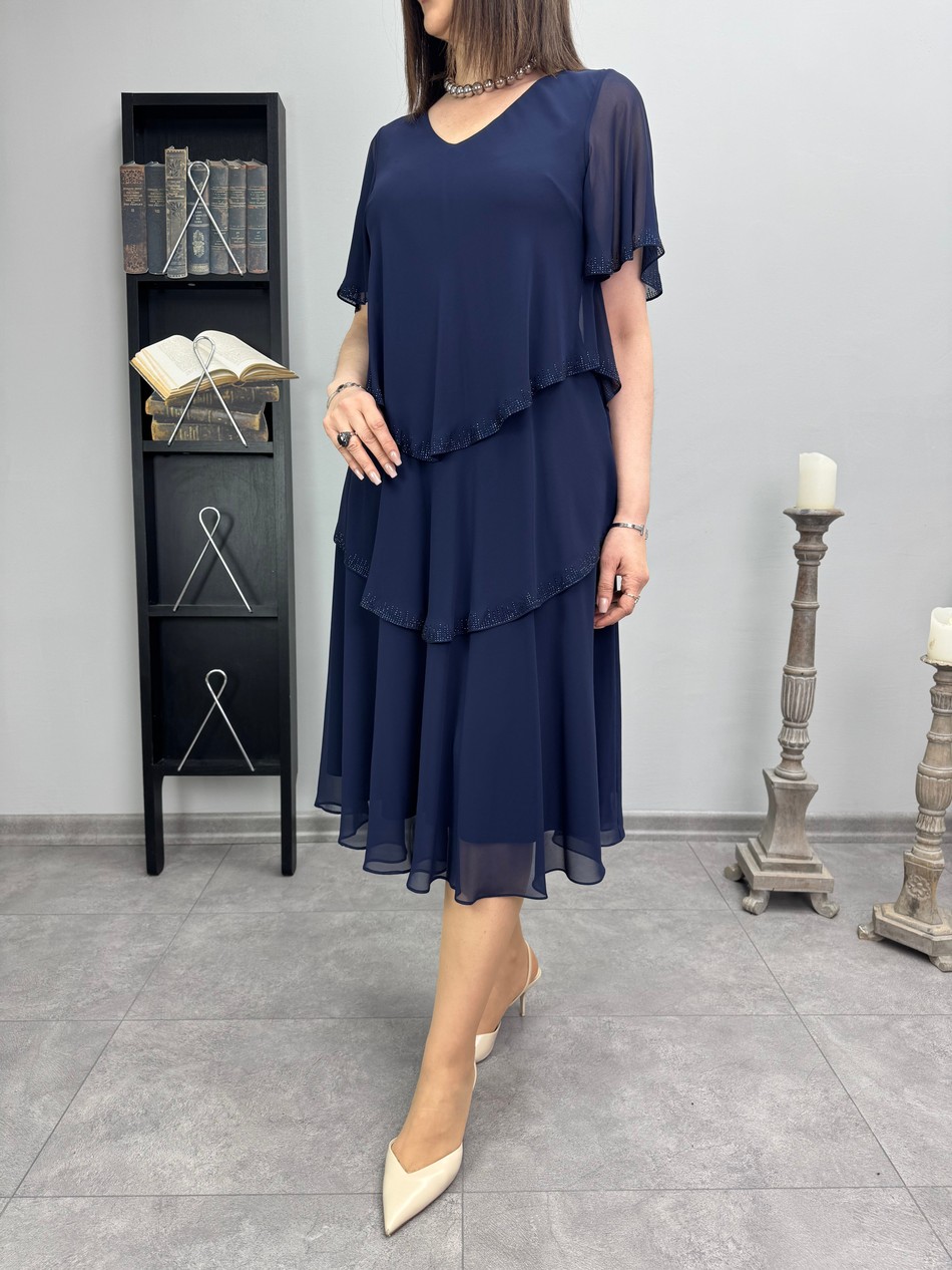 Kat Kat Şifon Abiye Elbise 3451