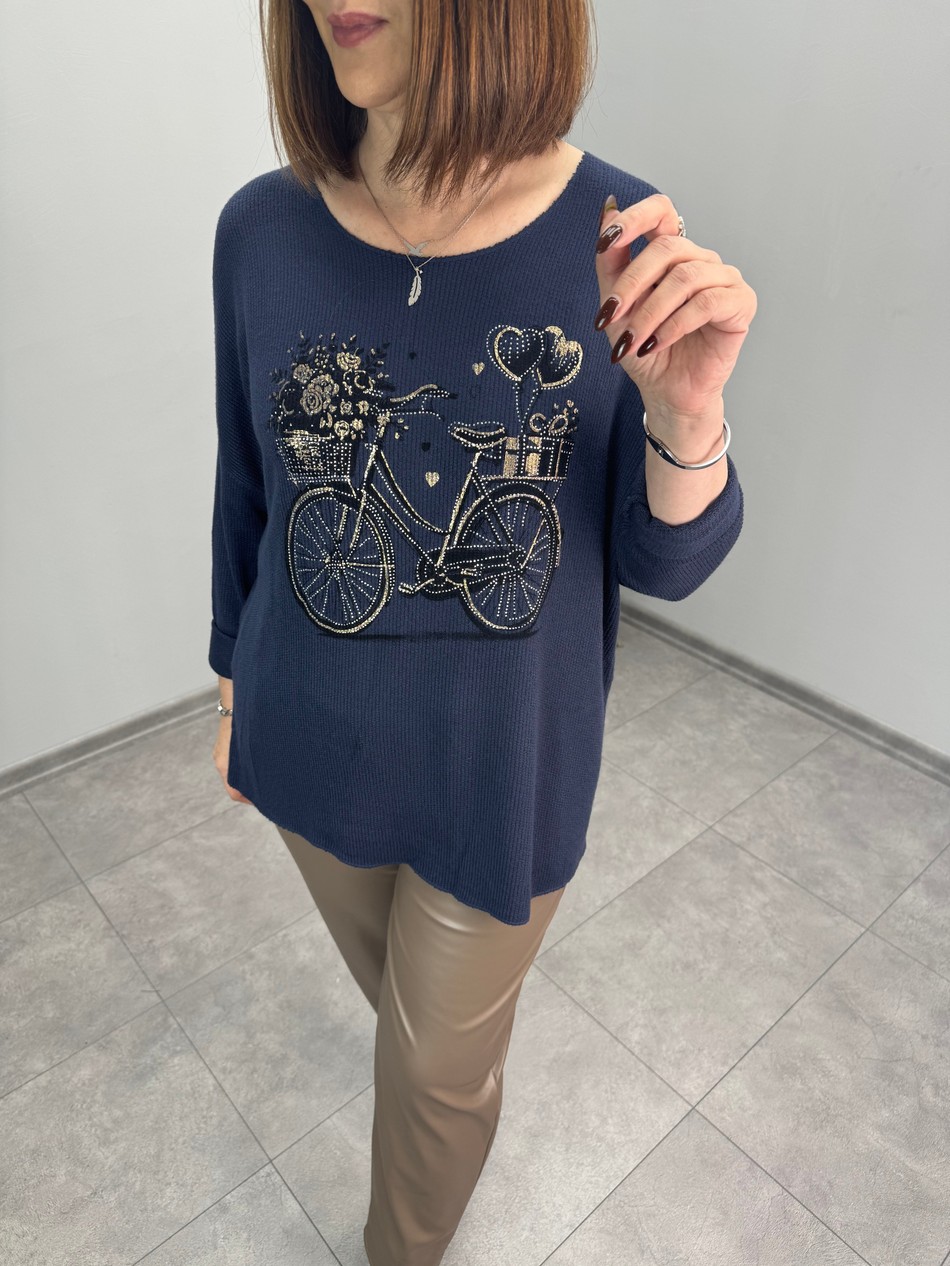 Kristal Taşlı İthal Triko Bluz 4116